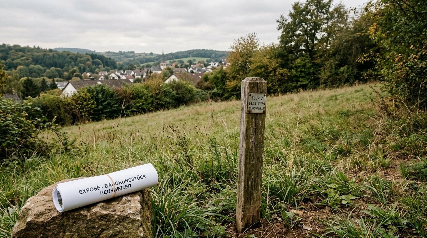 Baugrundstück in Heusweiler mit Grundstücksgrenze und Hanglage im Saarland